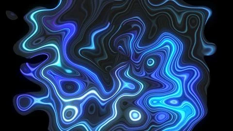 Abstract colorful background with visual wave oil blot on black, 3d render Stock Illustration