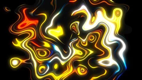 Abstract colorful background with visual wave oil blot on black, 3d render Stock Illustration