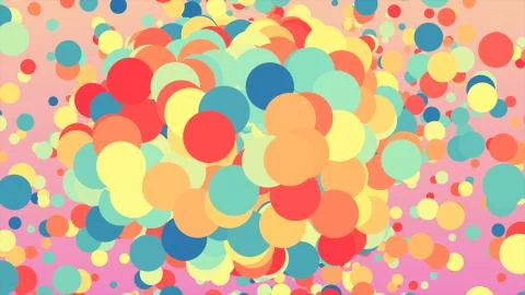 Abstract colorful ball falling background 3d render Stock Illustration