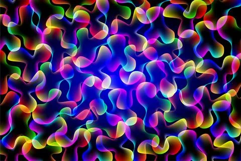 Abstract colorful black background with multi-colored transparent shapes an.. Stock Illustration