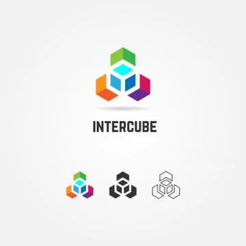Abstract Colorful Box Cube Logo Sign Symbol Icon Stock Illustration