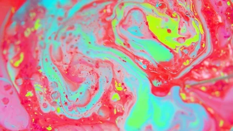 Abstract colorful bubbles background. Colored inks react to a drop of soap  Stock Footage 111533110