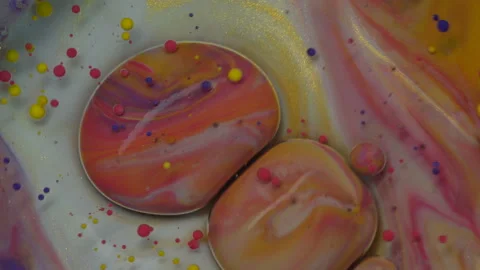 Abstract colorful bubbles. Macro colors, paint in dynamic flow. Stock Footage 133681499