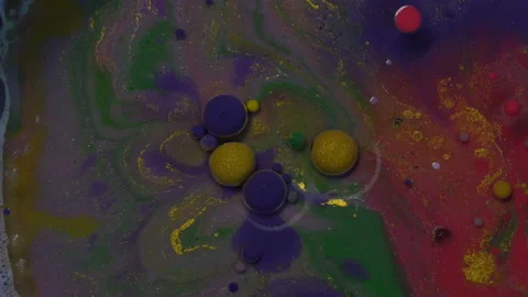 Abstract colorful bubbles. Macro colors, paint in dynamic flow. Stock Footage 133683082
