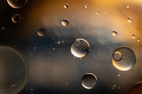 Abstract colorful bubbles. Soft background with blue copper color circles. Stock Photos