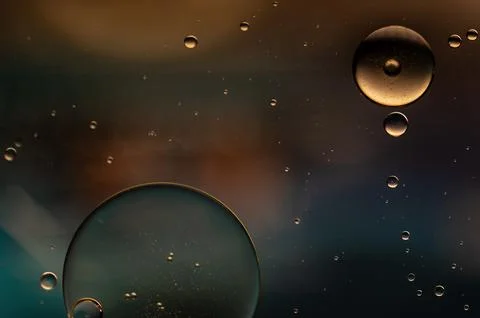 Abstract colorful bubbles. Soft background with blue copper color circles. Stock Photos