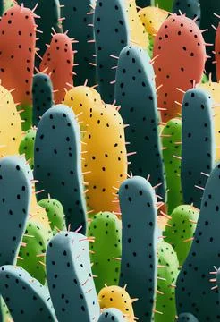 Abstract colorful cactus plant pattern Illustrazione stock