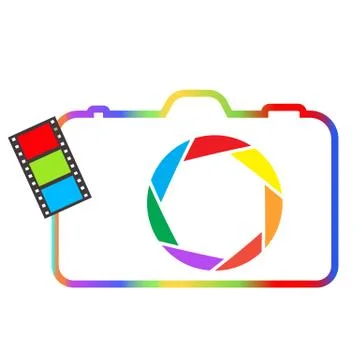 Abstract colorful camera on a white background. Stock Illustration