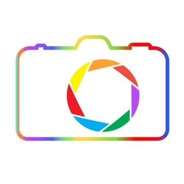 Abstract colorful camera on a white background. Stock Illustration