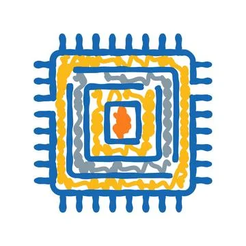 Abstract colorful chip representing computing technology and data processing Illustrazione stock