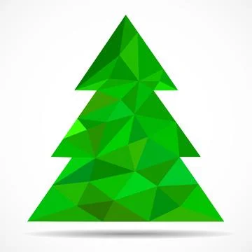 Abstract colorful christmas tree from triangles. Geometric style. Vector il.. Stock Illustration