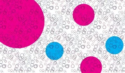 Abstract Colorful Circle Pattern With Pink And Blue Bubbles On White Backgrou Stock Illustration