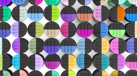 Abstract colorful circle simple forms 3d render Stock Illustration