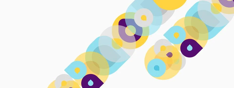 Abstract colorful circles, diagonal pattern, light background. Simple geometr Illustrazione stock