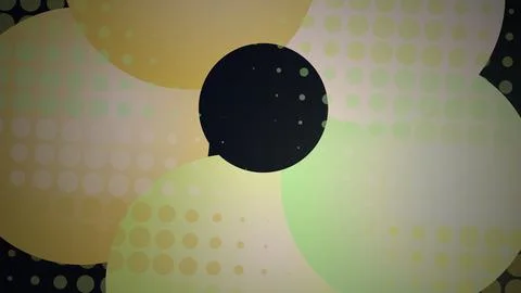 Abstract colorful circles with dotted patterns on dark background Illustrazione stock