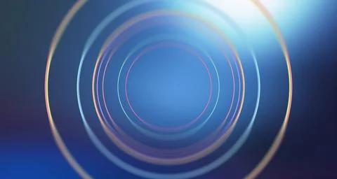 Abstract colorful circles effect on front of blue background concept series.. Ilustración de archivo