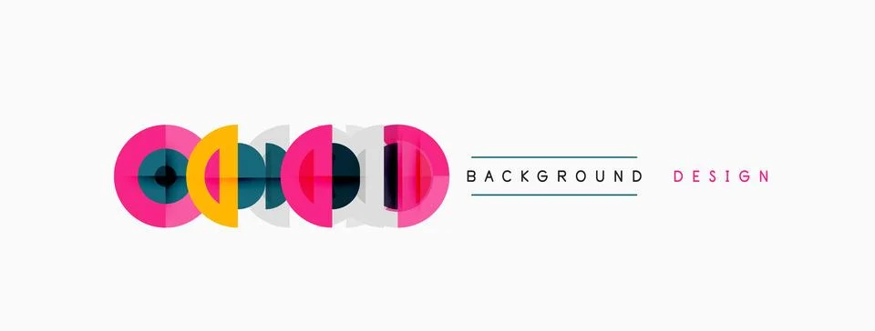 Abstract colorful circles, lines create modern background design. Simple sh.. 스톡 일러스트