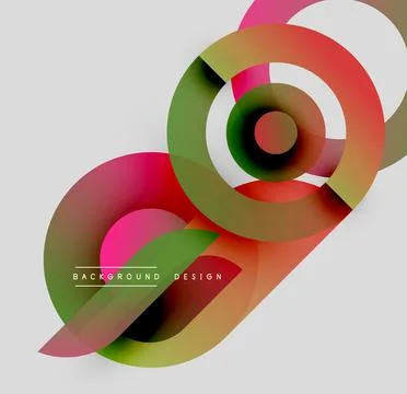 Abstract colorful circles overlap creating dynamic visual effect. Modern design Illustrazione stock