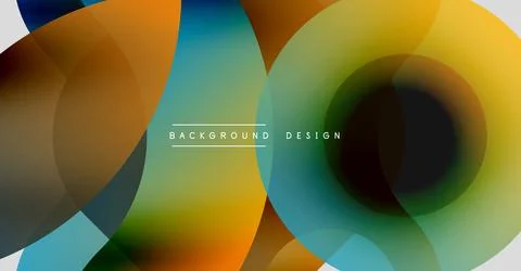 Abstract colorful circles overlap creating dynamic visual effect. Modern design Illustrazione stock