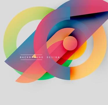 Abstract colorful circles overlap, creating dynamic visual effect. Modern design Stock Illustration