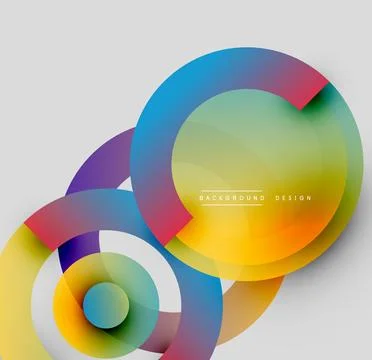 Abstract colorful circles overlap, creating dynamic visual effect. Modern design Stockillustratie