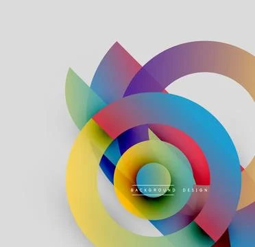 Abstract colorful circles overlap creating dynamic visual effect. Modern design Stock Illustration