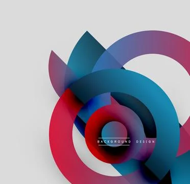 Abstract colorful circles overlap creating dynamic visual effect. Modern design Illustrazione stock