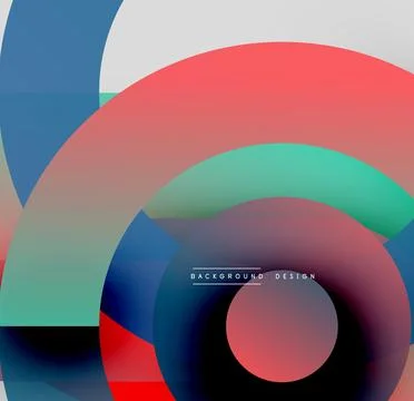 Abstract colorful circles overlap creating dynamic visual effect. Modern design Illustrazione stock