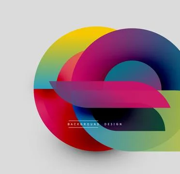 Abstract colorful circles overlap creating dynamic visual effect. Modern design Stockillustratie