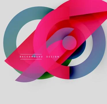 Abstract colorful circles overlap creating dynamic visual effect. Modern design Illustrazione stock