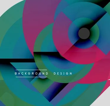 Abstract colorful circles overlap creating dynamic visual effect. Modern design Illustrazione stock
