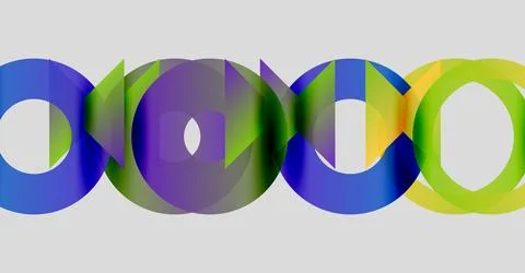 Abstract colorful circles overlap, creating dynamic visual pattern. Gradient Illustrazione stock