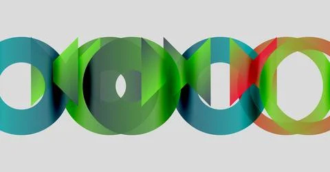 Abstract colorful circles overlap, creating dynamic visual pattern. Gradient Illustrazione stock