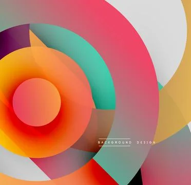 Abstract colorful circles overlap creating dynamic visual effect. Modern design Stock Illustration