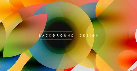 Abstract colorful circles overlap creating dynamic visual effect. Modern design Illustrazione stock