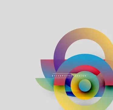 Abstract colorful circles overlap, creating dynamic visual effect. Gradient hues Stock Illustration