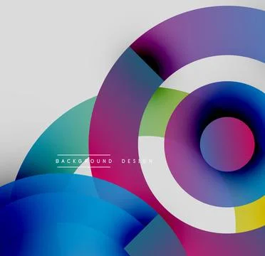 Abstract colorful circles overlap creating dynamic visual effect. Modern design Stock Illustration