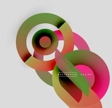 Abstract colorful circles overlap, creating dynamic visual effect. Modern design Illustrazione stock