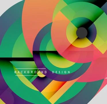 Abstract colorful circles overlap creating dynamic visual effect. Modern design Illustrazione stock