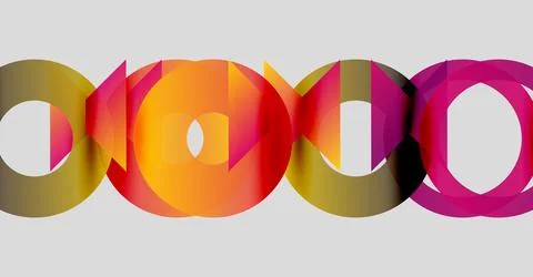 Abstract colorful circles overlap creating dynamic visual pattern. Warm tones Stock Illustration