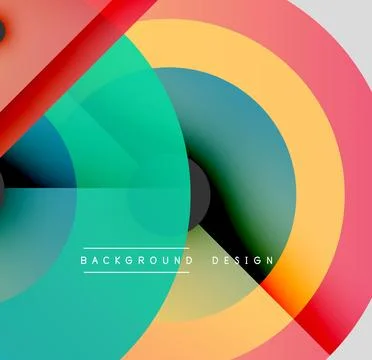 Abstract colorful circles overlap creating dynamic visual effect. Modern design Stock Illustration