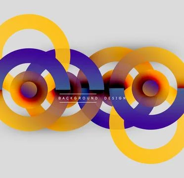 Abstract colorful circles overlap creating dynamic visual effect. Modern design Illustrazione stock