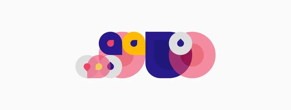 Abstract colorful circles overlap, creating playful shapes. Design features Stock Illustration