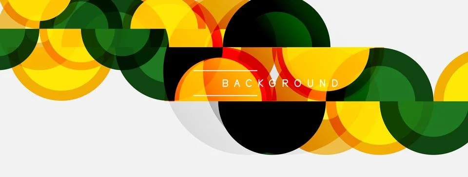 Abstract colorful circles overlap, creating dynamic pattern. Background fea.. Stock Illustration