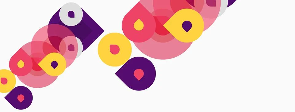 Abstract colorful circles overlap, creating dynamic visual pattern. Shapes va Stock Illustration