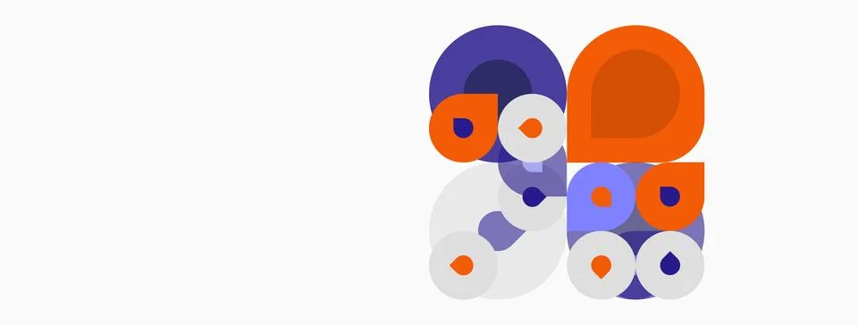 Abstract colorful circles overlap, creating dynamic composition. Simple shape 스톡 일러스트