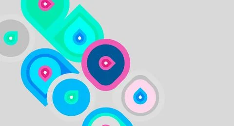 Abstract colorful circles overlap, creating dynamic composition. Shapes vary Stock Illustration