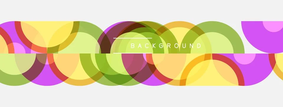 Abstract colorful circles overlap creating seamless pattern. Light gray Stockillustratie