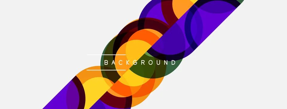 Abstract colorful circles overlap, creating dynamic visual texture. Backgroun Stock Illustration