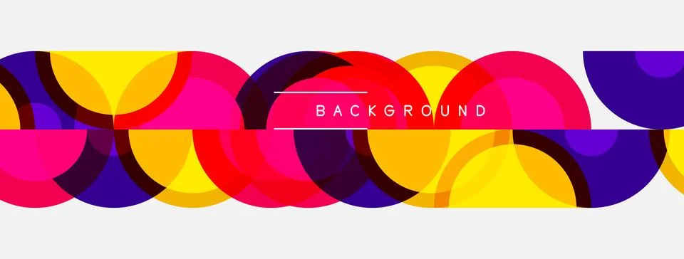 Abstract colorful circles overlap, creating dynamic pattern. White background 스톡 일러스트